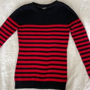 Express Striped Red and Black Knit/Sweater Medium